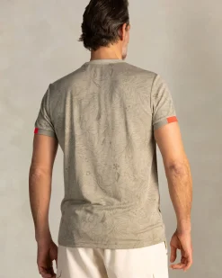 Groen t-shirt met ronde hals en bladprint