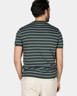 Groen-wit gestreept katoenen t-shirt