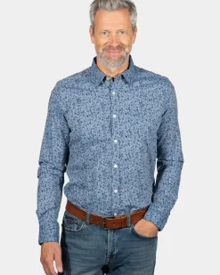 Hochstetter overhemd met bloemenprint - Storm Blue