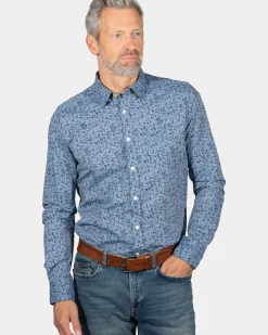 Hochstetter overhemd met bloemenprint - Storm Blue