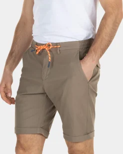 Katoenen chino korte broek met aantrekkoord - Stone