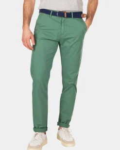 Katoenen chino met stretch - aMazoN greeN