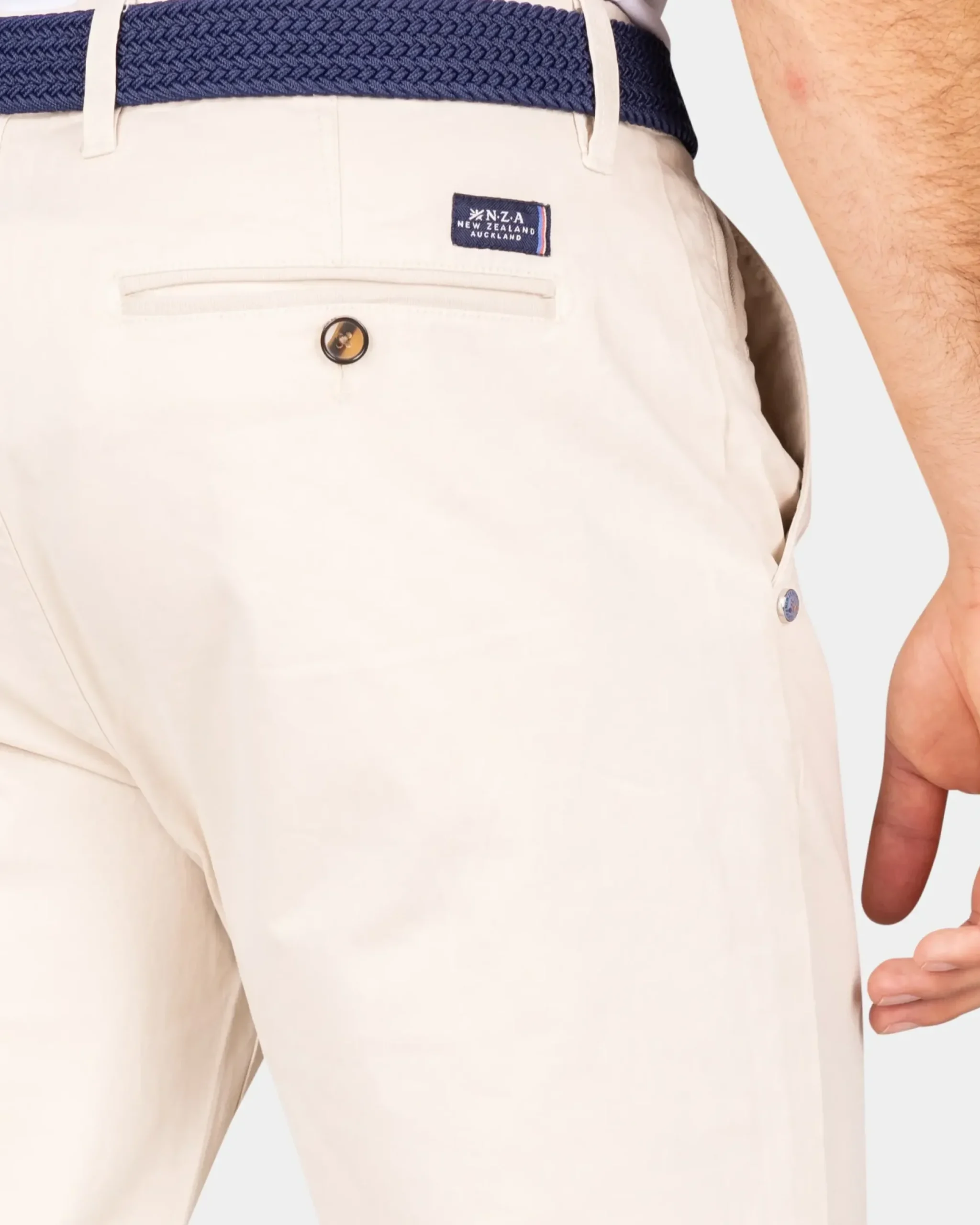 Katoenen ecru chino - Powder Sand