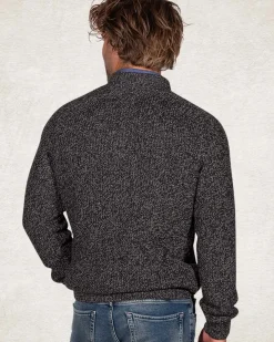 Katoenen effen trui met halve rits - Smoked Green