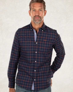 Katoenen flanel overhemd blauw rood - Blue Multicolour
