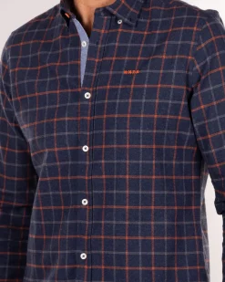 Katoenen flanel overhemd blauw rood - Blue Multicolour