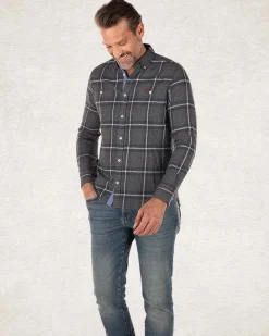 Katoenen flannel overhemd - Grey Melange