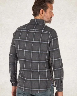 Katoenen flannel overhemd - Grey Melange