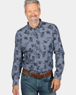 Katoenen overhemd met bloemenprint South Mavora - Storm Blue