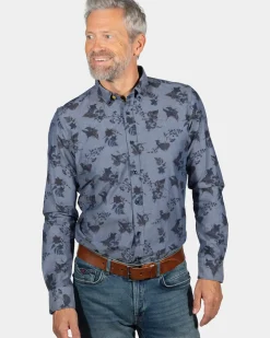 Katoenen overhemd met bloemenprint South Mavora - Storm Blue