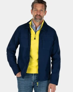 Katoenen overshirt met ritssluiting - Key Navy