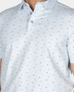Katoenen pastelblauwe polo met kleine stippen