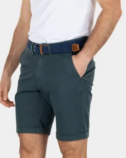 Katoenen stretch chino shorts - Green Grey