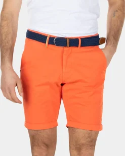 Katoenen stretch chino shorts - Burned Orange