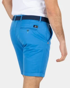 Katoenen stretch chino shorts Blauw