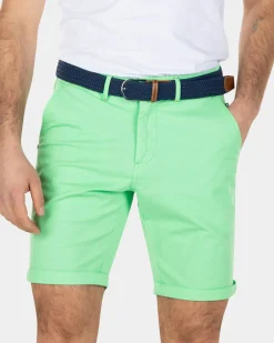Katoenen stretch chino shorts - Sea Green