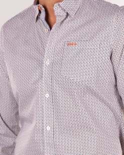 Katoenen stretch overhemd met print - Sahara Sand