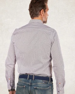 Katoenen stretch overhemd met print - Sahara Sand