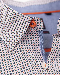 Katoenen stretch overhemd met print - Sahara Sand