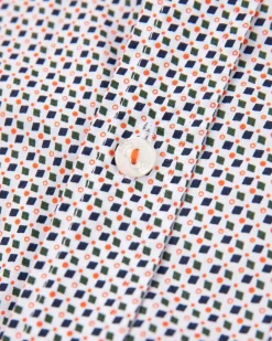 Katoenen stretch overhemd met print - Sahara Sand