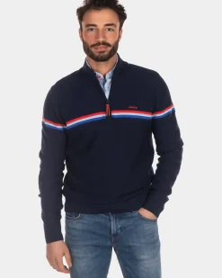 Katoenen trui met halve ritssluiting - Industrial Navy