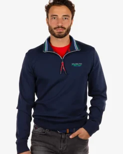 Katoenen trui met rits Urenui - Reef Navy