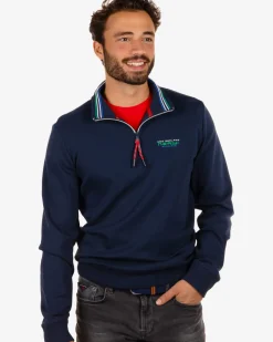 Katoenen trui met rits Urenui - Reef Navy