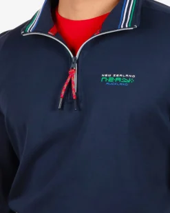 Katoenen trui met rits Urenui - Reef Navy