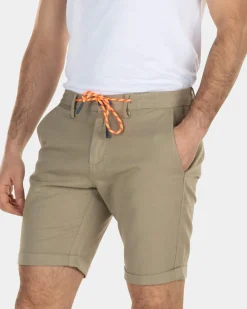 Korte chino van linnen met stretch - Beach Sand