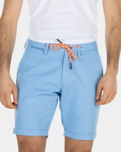 Korte chino van linnen met stretch - Bright Sky
