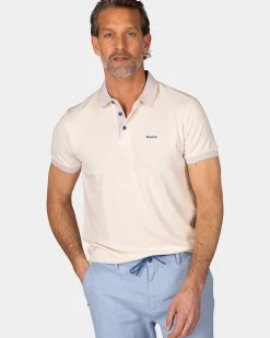 Lichtbeige polo met modaal