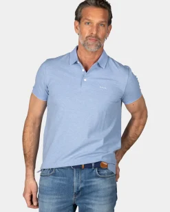 Lichtblauwe katoenen polo
