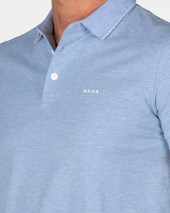 Lichtblauwe katoenen polo