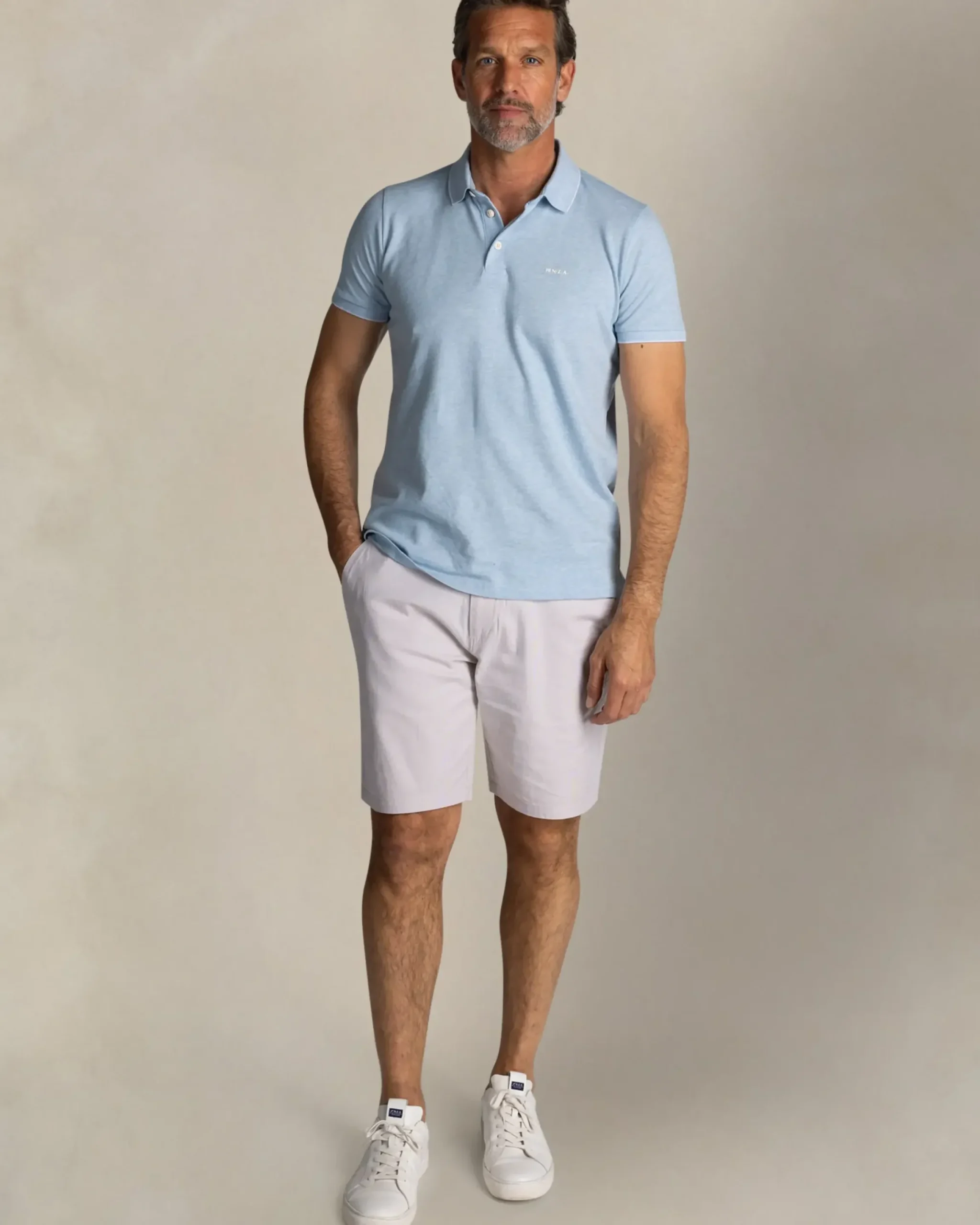 Lichtblauwe katoenen stretchpolo