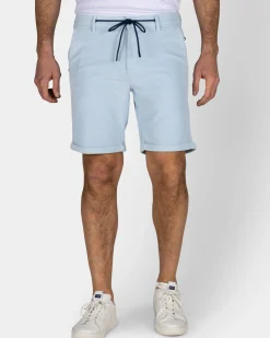 Lichtblauwe korte broek van rib