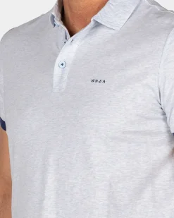 Lichtblauwe polo met navy details