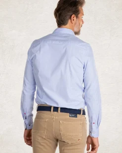 Lichtblauw katoenen overhemd met lange mouwen - liGht Blue