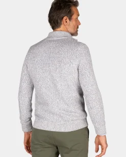 Lichtgrijze pullover met halve rits - Royal Petrol