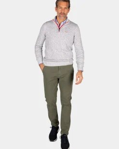 Lichtgrijze pullover met halve rits - Royal Petrol