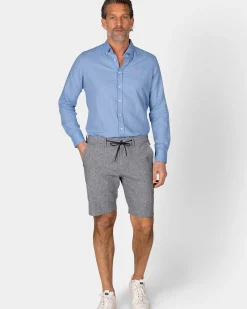 Linnen blauw overhemd met lange mouw