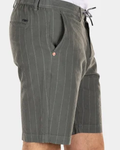 Linnen korte chino - Chalk Green