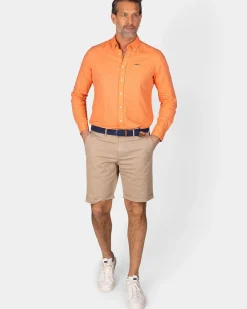 Linnen oranje overhemd met lange mouw