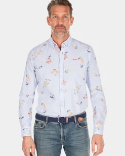 Linnen overhemd met bloemenprint - Rhythm Blue