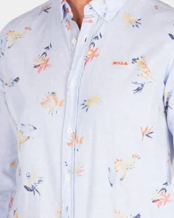 Linnen overhemd met bloemenprint - Rhythm Blue