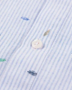 Linnen overhemd met print lichtblauw - Light Blue