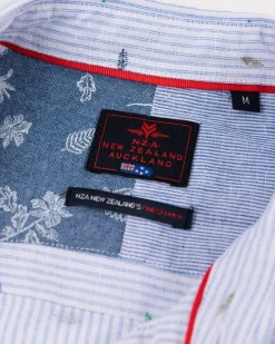 Linnen overhemd met print lichtblauw - Light Blue