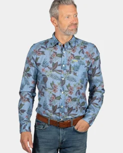 Linnen overhemd met print North Mavora - Storm Blue
