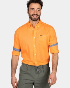 Linnen overhemd met stretch - Fresh Orange