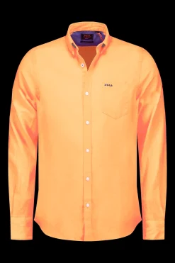 Linnen overhemd met stretch - Fresh Orange