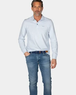 Longsleeve katoenen blauwe polo